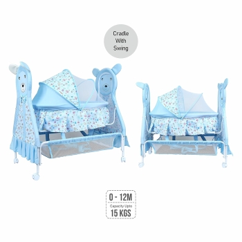 1st Step Cradle with Swing, Mosquito Net and Storage Basket (Blue)