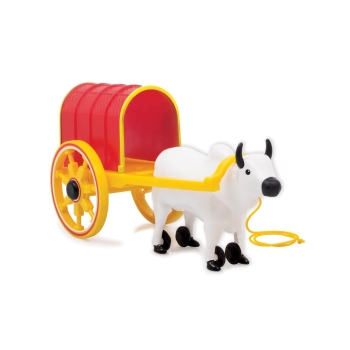 Funskool Giggles - Bullock Cart , Pull string toy, toys for kids, Pull Along Toy , Encourages Walking, Pretend Play,Colours , 12 Months & Above , Infant...