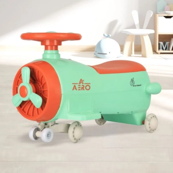R for Rabbit Iya Iya Aero Kids Swing Car, Scratch Free PU LED Wheels with ABEC7 Bearing, Baby Ride on Magic Toy Panda Car for 2+ Years Boys & Girls, Upto 75 Kgs ( green orange)