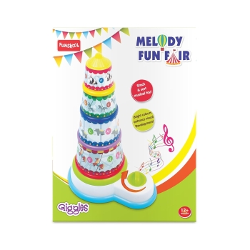 Giggles Funskool - Melody Funfair, Multicolour Musical Stacking Toy, Toy for Kids, Helps to Sort,Stack and Nest, 12 Months & Above, Infant and Preschool...