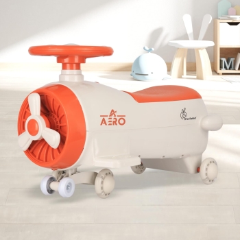 R for Rabbit Iya Iya Aero Kids Swing Car, Scratch Free PU LED Wheels with ABEC7 Bearing, Baby Ride on Magic Toy Panda Car for 2+ Years Boys & Girls, Upto 75 Kgs (Cream Orange)