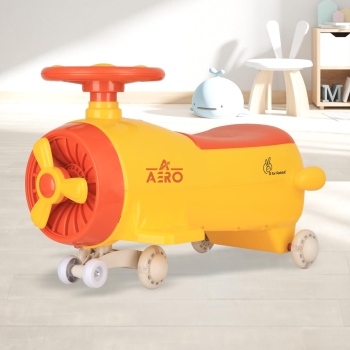 R for Rabbit Iya Iya Aero Kids Swing Car, Scratch Free PU LED Wheels with ABEC7 Bearing, Baby Ride on Magic Toy Panda Car for 2+ Years Boys & Girls, Upto 75 Kgs (Yellow Orange)