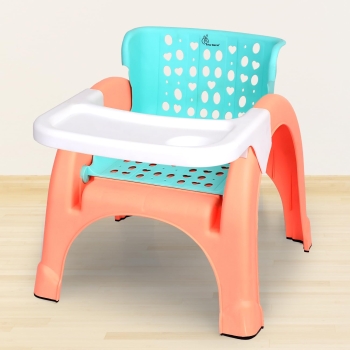 R for Rabbit Jelly Bean Chair 3 in 1 Multi-Functional Baby Study  Shampoo  Meal  Regular Kids Seating Chair with High Backrest for 1-8 Years Kid, Weight Capacity Upto 40Kgs (Peach Green) 2