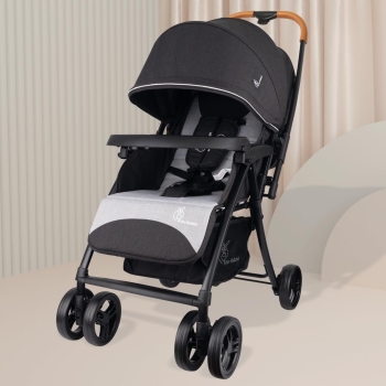 R for Rabbit Poppins Joy Stylish Baby Stroller  Pram for Kids with Reversible Handle New Born Babies Stroller for 0 to 3 Years Boy and Girl (Black Grey)