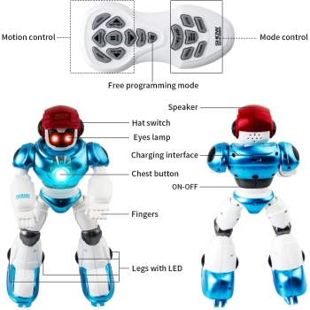 R/C Rechargeable Gesture Sensing,Dancing & Programmable Robot for Kids with Lights & Sound?White?