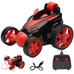 Gooyo DB2060 Rechargeable 5 Functions 360? Rotating & Rolling Small Stunt Car Toy with USB Cable & Remote Controller with Demo Feature | Red Color,...