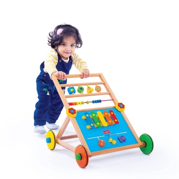 Giggles - Activity Walker, Multicolour Wooden Musical Walker, Develops Motor Skills Using Xylophone, Animal Maze, Counting Beads, Geo Shaped Spinners, 9...