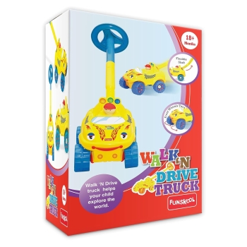 Funskool Giggles - Walk N Drive Truck, Push And pull toy for kids, Steering wheel toy, Encourages Walking and Pretend Play, 18 Months & Above, Infant...