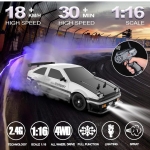 Speed Model Vehicle with LED Lights Spray Rubber Tire for Adults Kids 2Pcs Rechargeable Batteries, multicolor