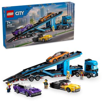LEGO City Car Transporter Truck with Sports Cars Playset, 4 Vehicle Toys for Ages 7 and up 60408