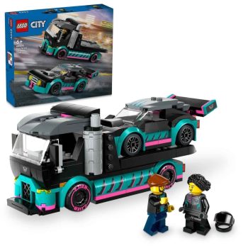 LEGO City Race Car and Car Carrier Truck Toy Playset for Ages 6 and up 60406