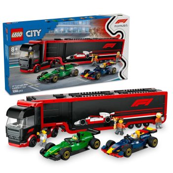 LEGO City F1 Truck with RB20 & AMR24 F1 Cars Toy Race Vehicle Transporter Playset 60445