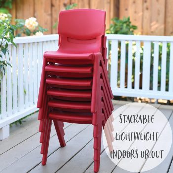 Intra Kids 12 inch School Classroom Stack kids Chair, Red, 4-Pack