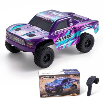 EAZYRC FMS FSC24 Chaser 1/24 RC Car 4X4 Off-Road High-Speed Short-Course Truck, 2 Speed Transmission, Brushless-Ready and 30-Minute Runtime，2.4GHz Electric Vehicle Toys Gifts for Adults (Purple)