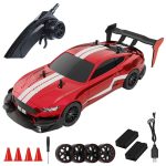 Dodoore RC Drift Car, 1:14 4WD 40KM/H High Speed RC Racing Car with LED Lights, 2 Batteries, Drifting and Racing Tires for Adults (Red)
