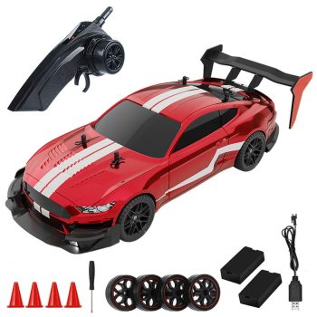 Dodoore RC Drift Car, 1:14 4WD 40KM/H High Speed RC Racing Car with LED Lights, 2 Batteries, Drifting and Racing Tires for Adults (Red)